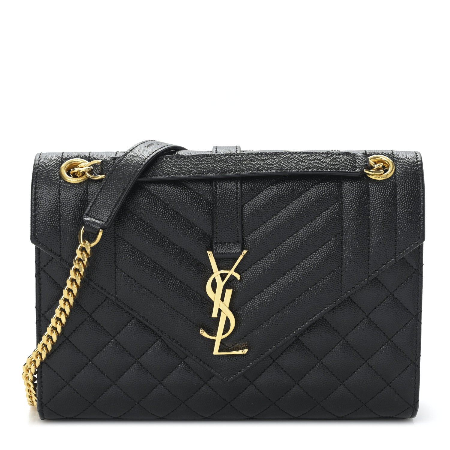 Saint Laurent Grain De Poudre Textured Mixed Matelasse Triquilt Medium Monogram Satchel Black 1 of 9