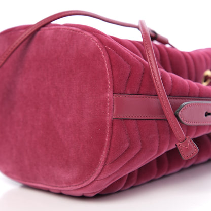 Gucci Velvet Matelasse GG Marmont Bucket Bag Light Raspberry Rose 9 of 9