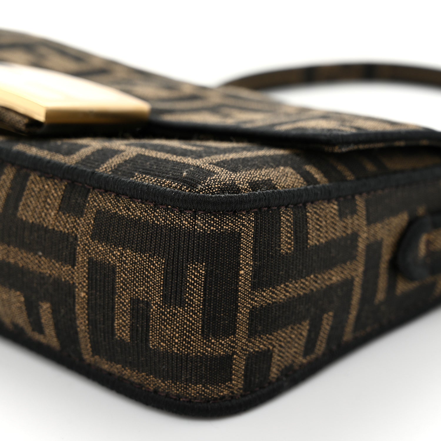 Fendi Fabric Jacquard FF 1974 Mini Baguette Tobacco Moro Black 10 of 11