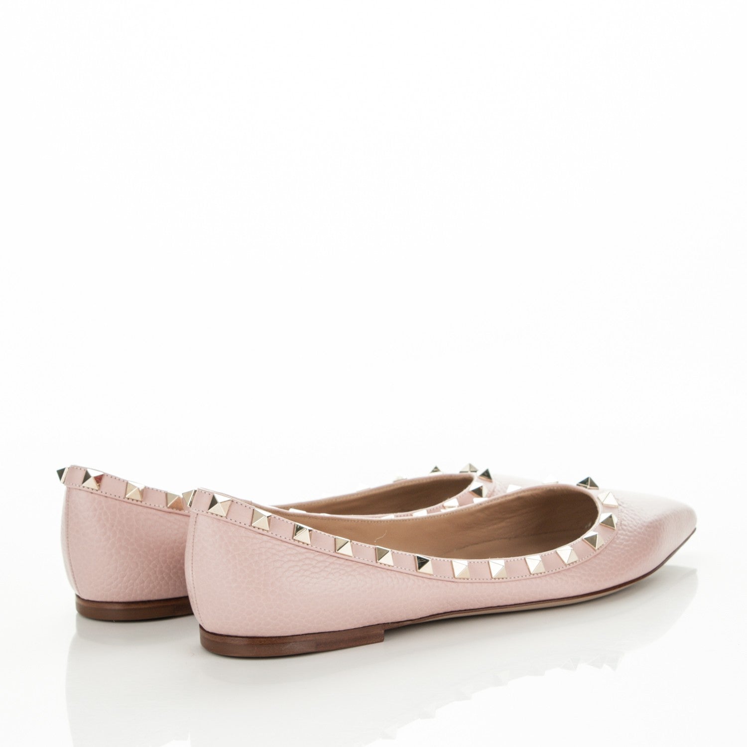 Valentino Garavani Pebbled Calfskin Rockstud Ballerina Flats 40 Water Rose 4 of 9