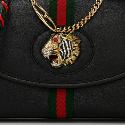Gucci Textured Calfskin Web Small Rajah Slim Flap Shoulder Bag Black 8 of 10