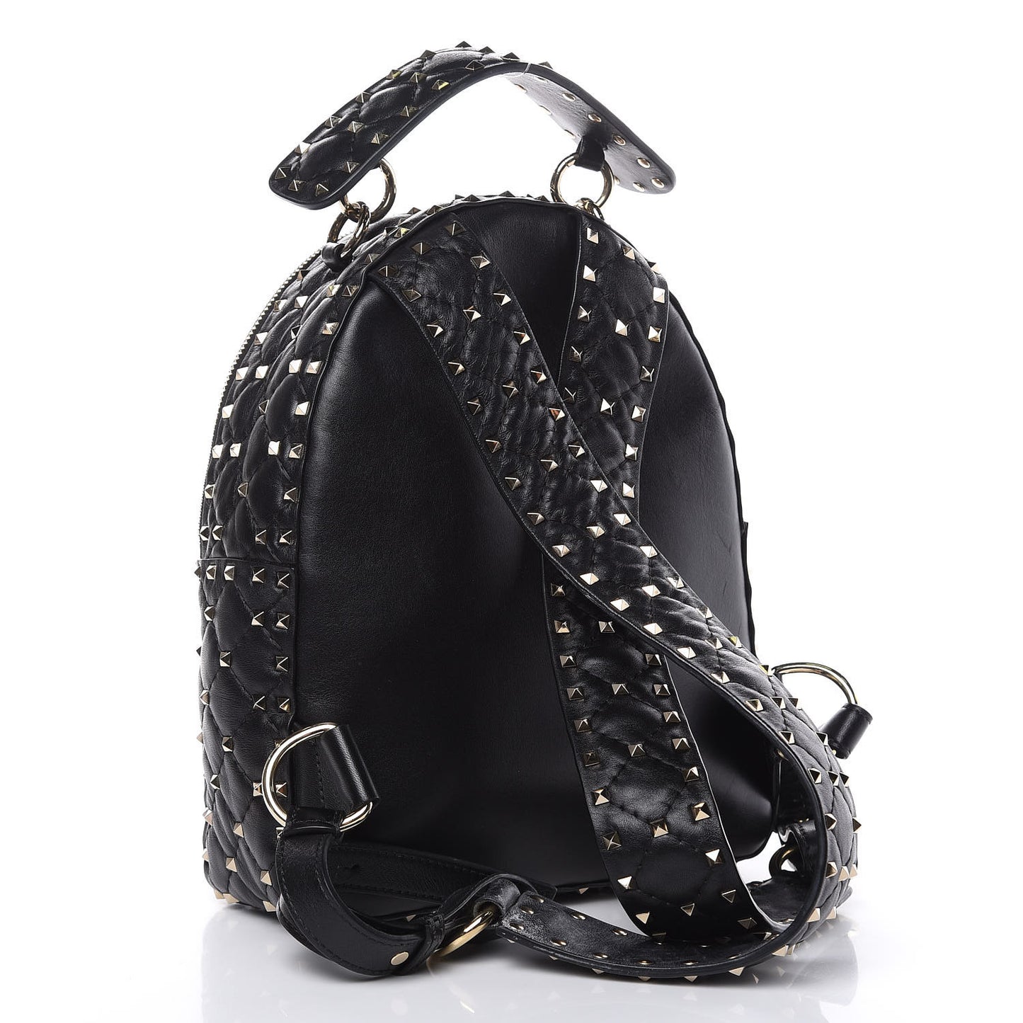Nappa Quilted Small Rockstud Spike Backpack Black