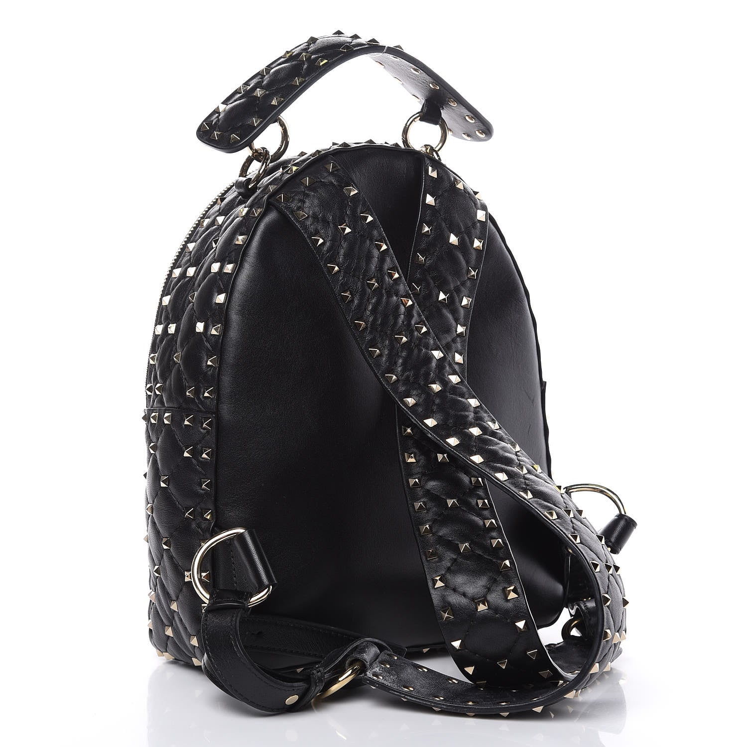Valentino Garavani Nappa Quilted Small Rockstud Spike Backpack Black 3 of 12