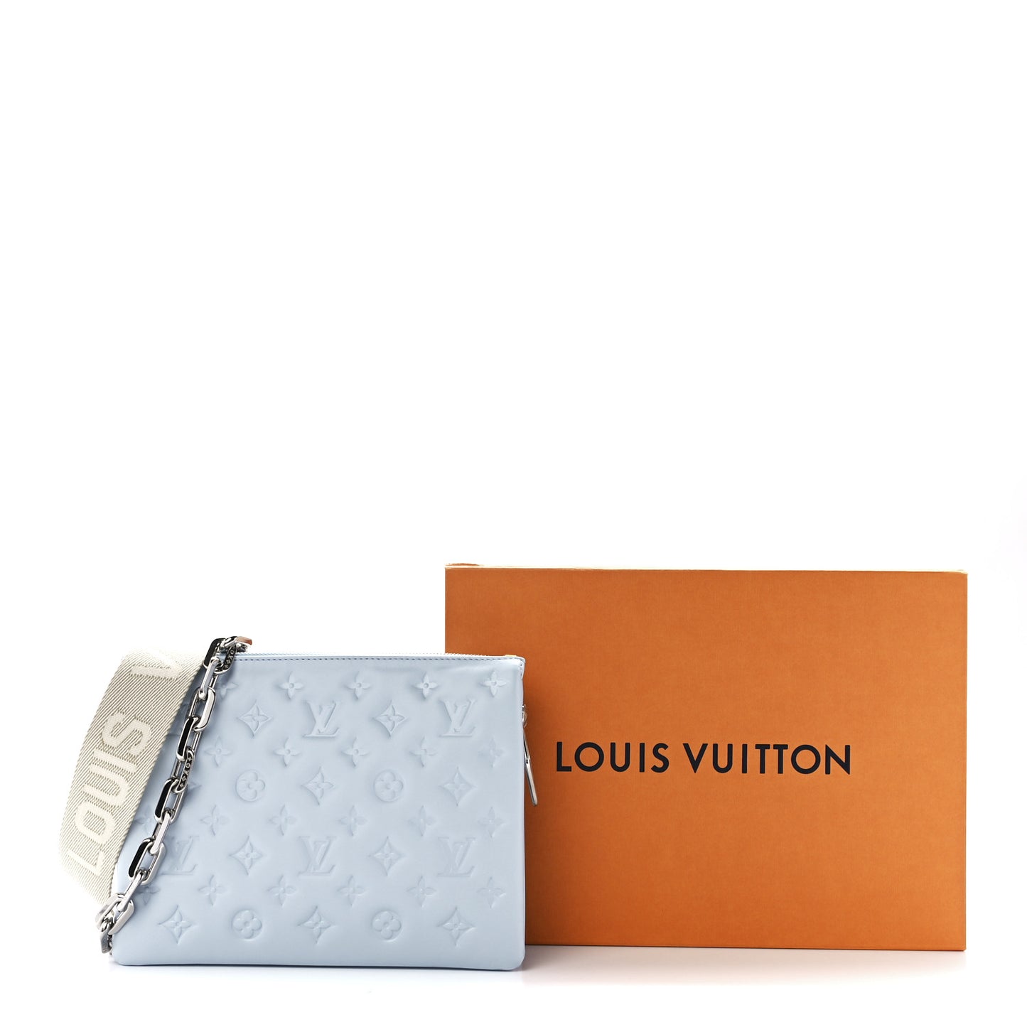 Lambskin Embossed Monogram Coussin PM Ice Blue