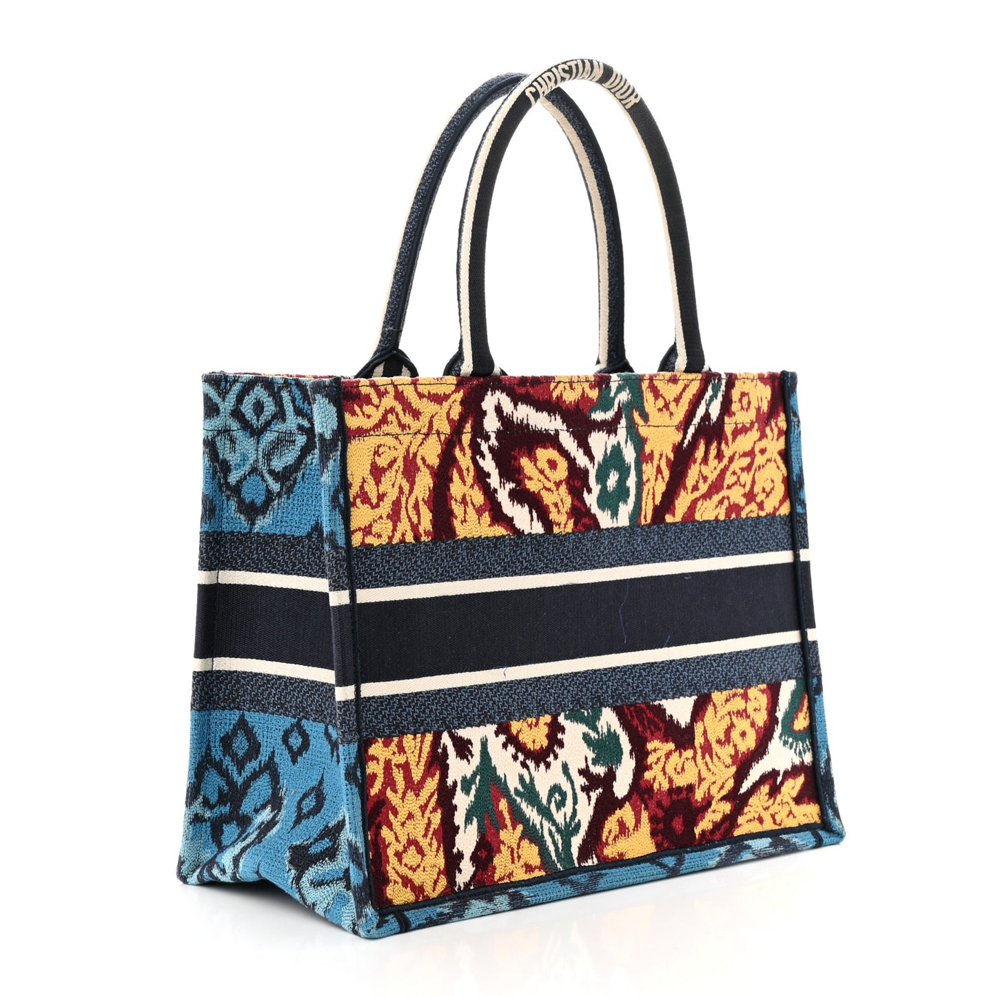 Canvas Embroidered Paisley Medium Book Tote Blue Multicolor