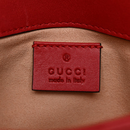 Gucci Calfskin Matelasse Super Mini GG Marmont Shoulder Bag Hibiscus Red 6 of 12