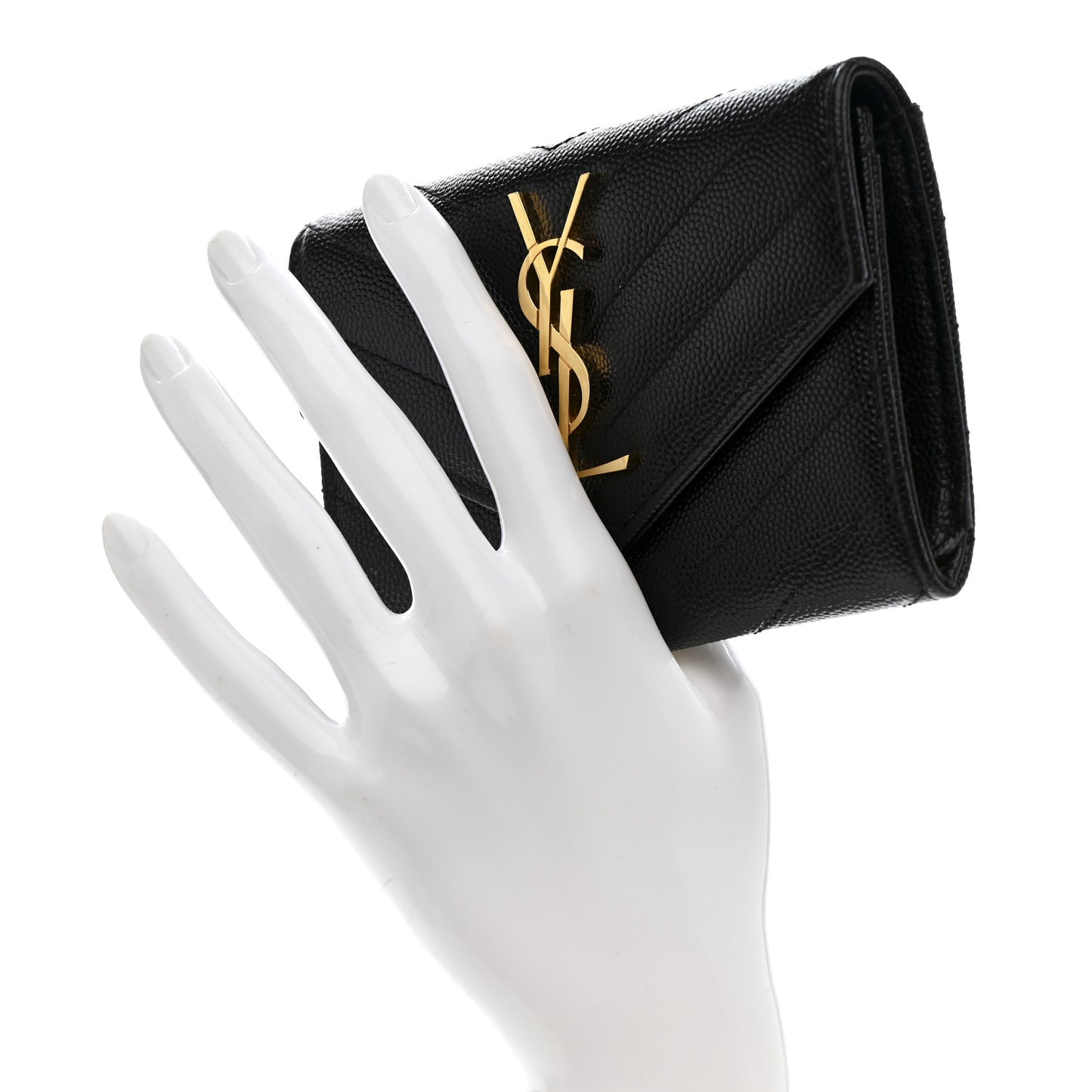Grain De Poudre Matelasse Chevron Small Monogram Envelope Wallet Black