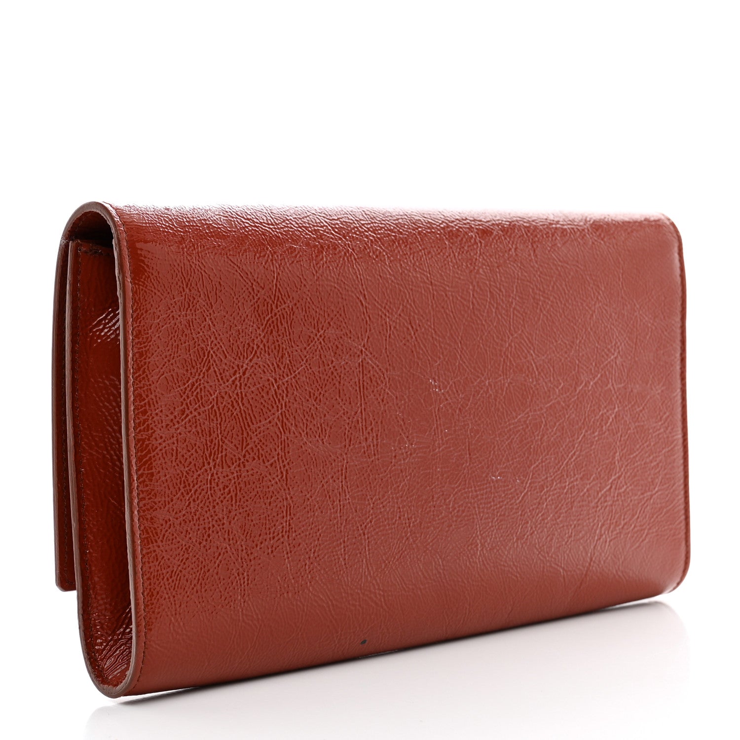 Saint Laurent Textured Patent Monogram Large Belle De Jour Clutch Orange 3 of 6