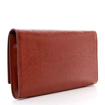 Saint Laurent Textured Patent Monogram Large Belle De Jour Clutch Orange 3 of 6