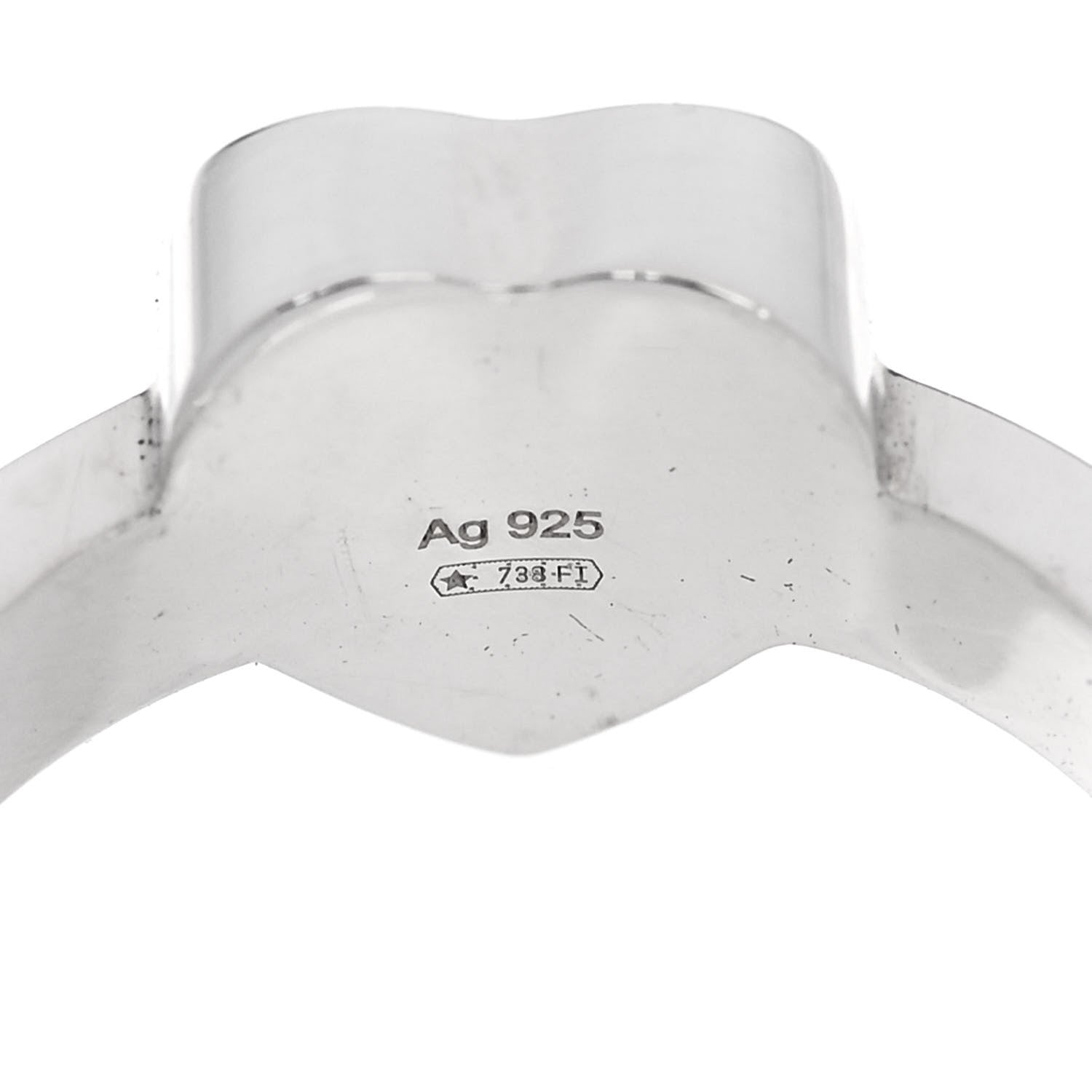 Gucci Sterling Silver Trademark Heart Ring 55 7.25 4 of 5