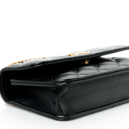Chanel Shiny Calfskin Quilted Top Handle Flap Phone Holder With Chain Black 10 of 12