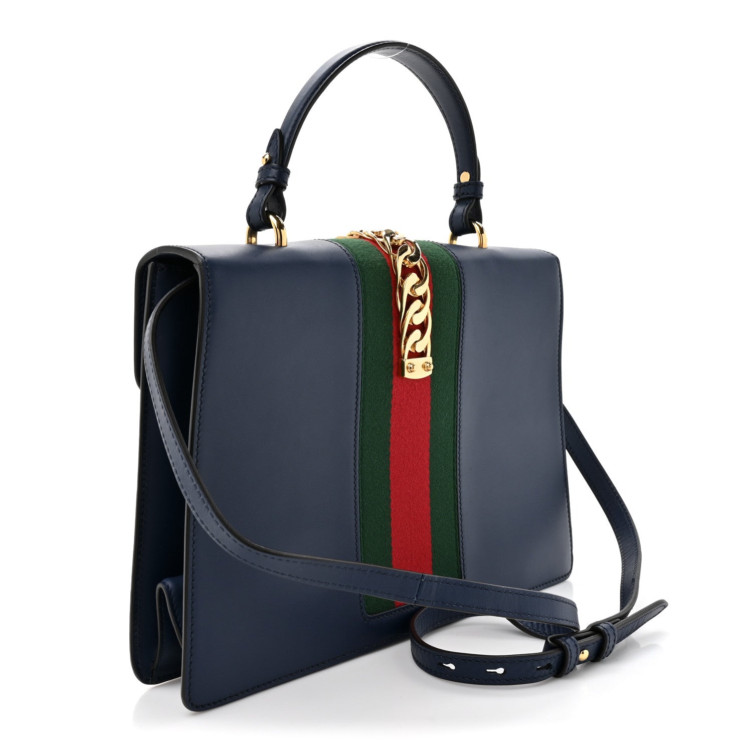 Gucci Calfskin Medium Sylvie Top Handle Bag Blue 3 of 14