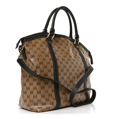 Gucci Crystal Monogram Large GG Charm Dome Satchel Dark Brown 3 of 11