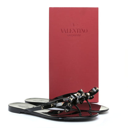 Valentino Garavani PVC Jelly Rockstud Bow Thong Sandals 41 Black 12 of 12
