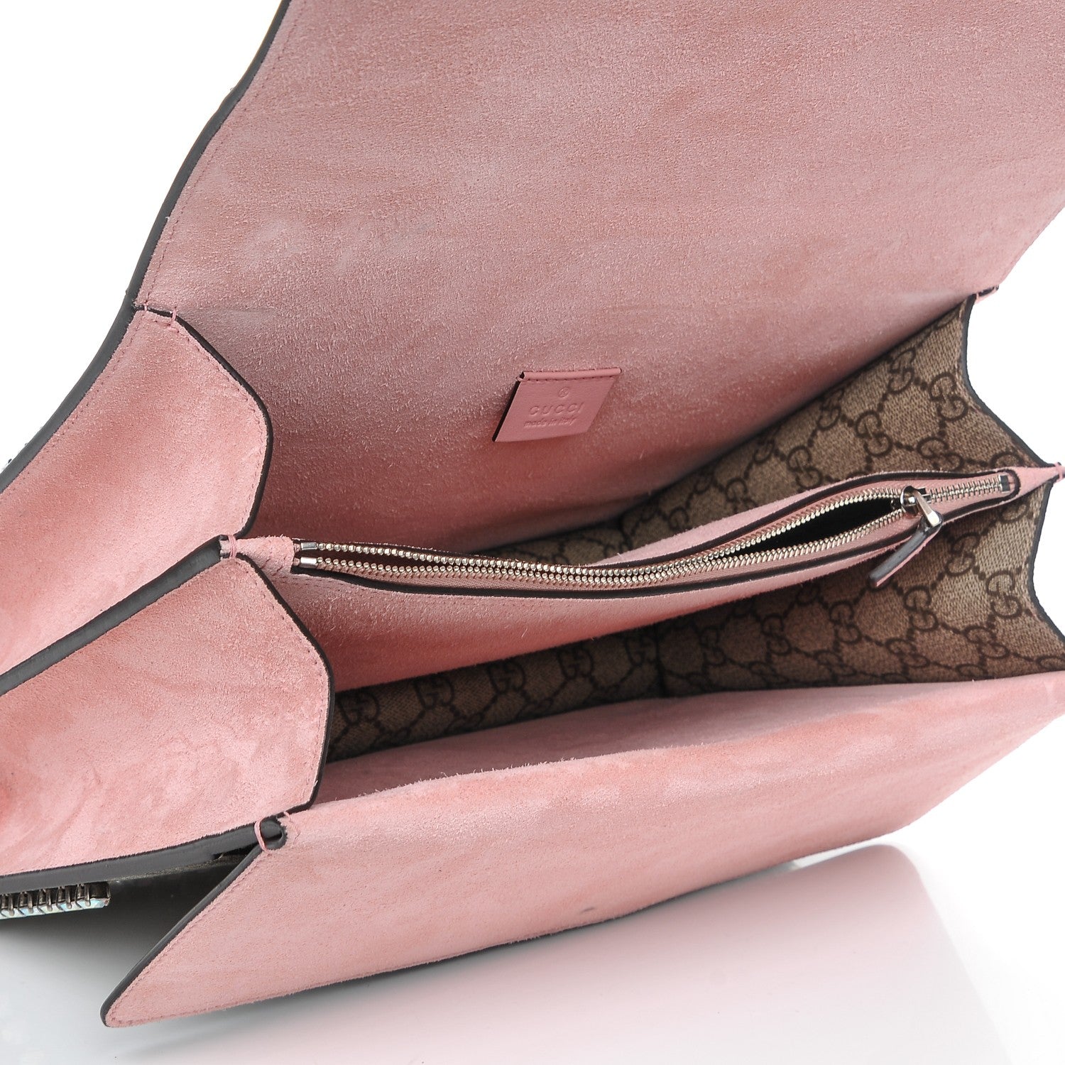 Gucci GG Supreme Monogram Suede Crystal Medium Dionysus Shoulder Bag Beige Ebony Light Peonia 5 of 9