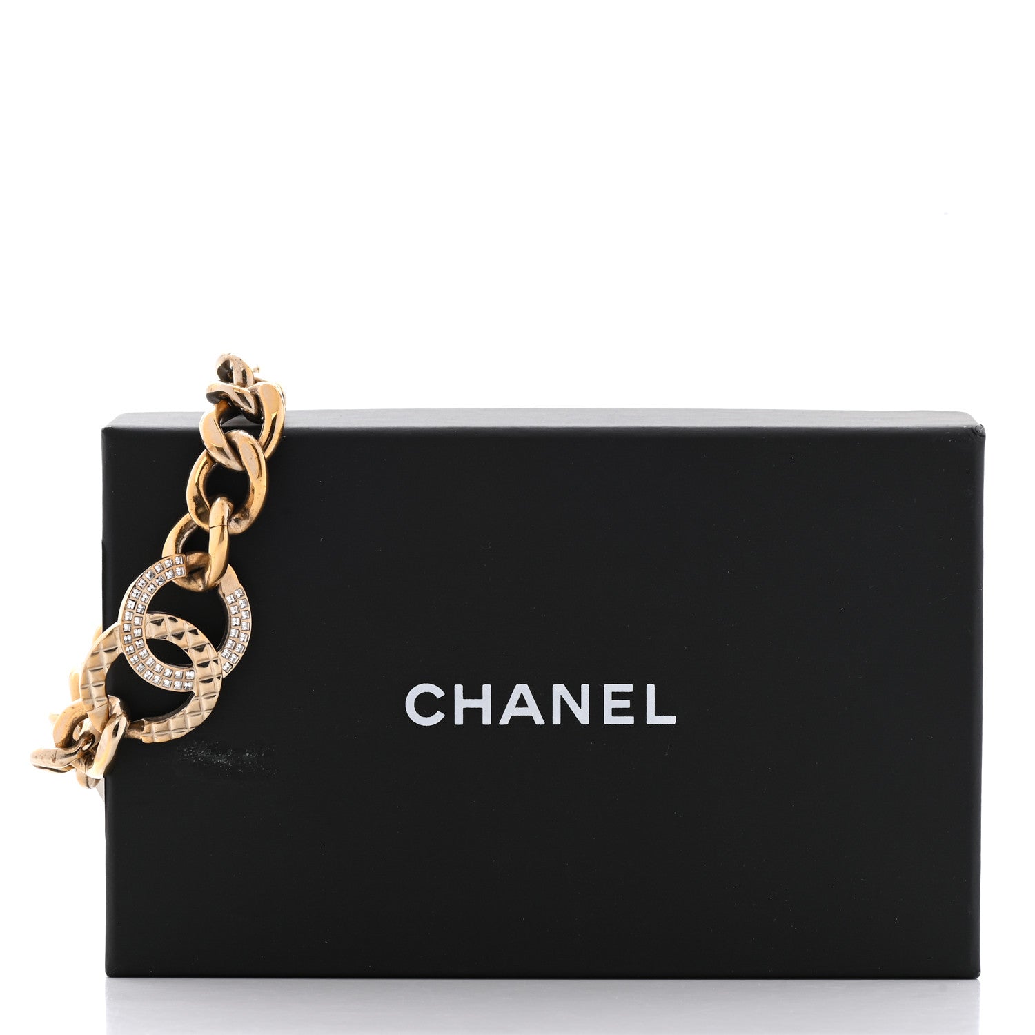 Chanel Baguette Crystal Quilted CC Chain Bracelet Gold 5 of 5