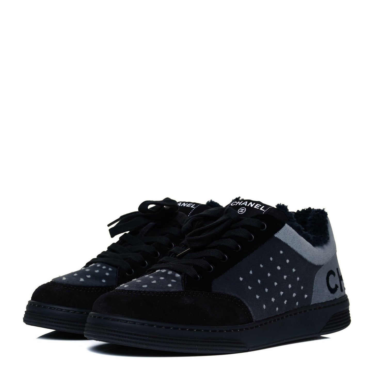 Fabric Suede Calfskin Logo Sneakers 39 Gray