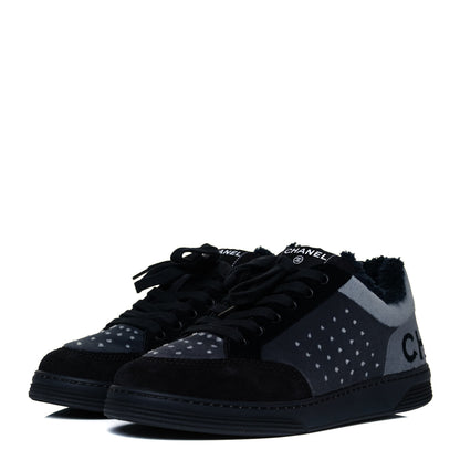 Chanel Fabric Suede Calfskin Logo Sneakers 39 Gray 3 of 7