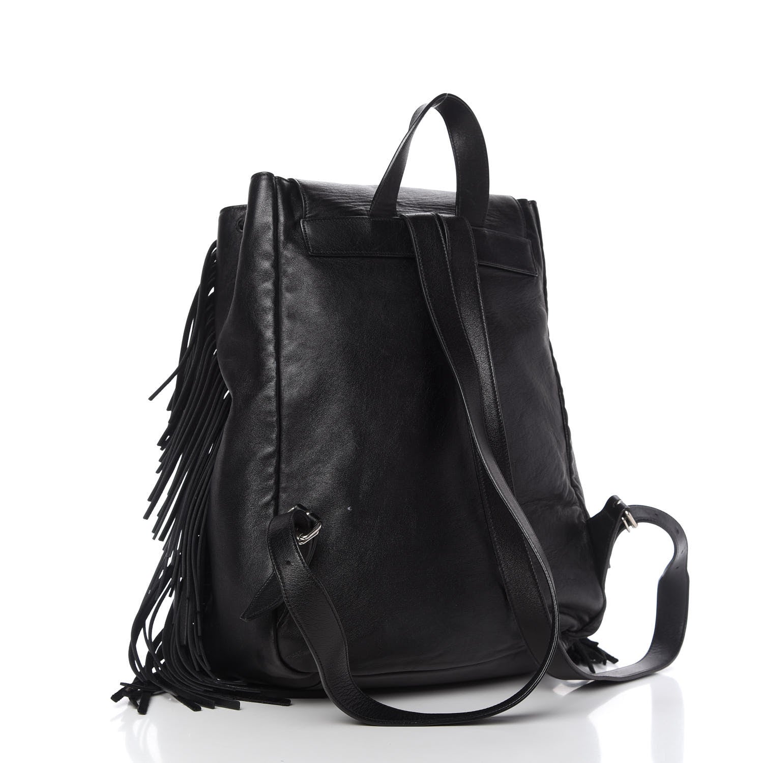 Saint Laurent Calfskin Fringe Festival Backpack Black 3 of 11