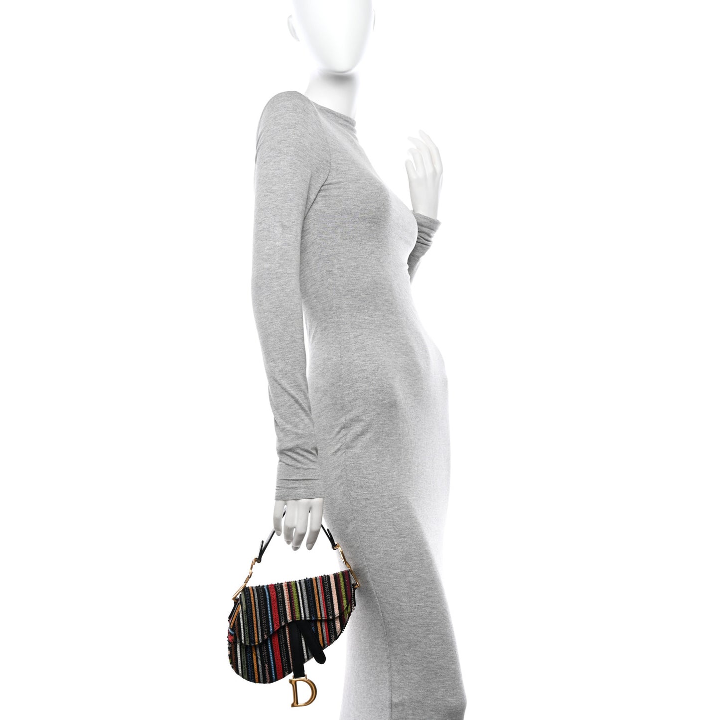 Canvas Embroidered Mini Saddle Bag Multicolor