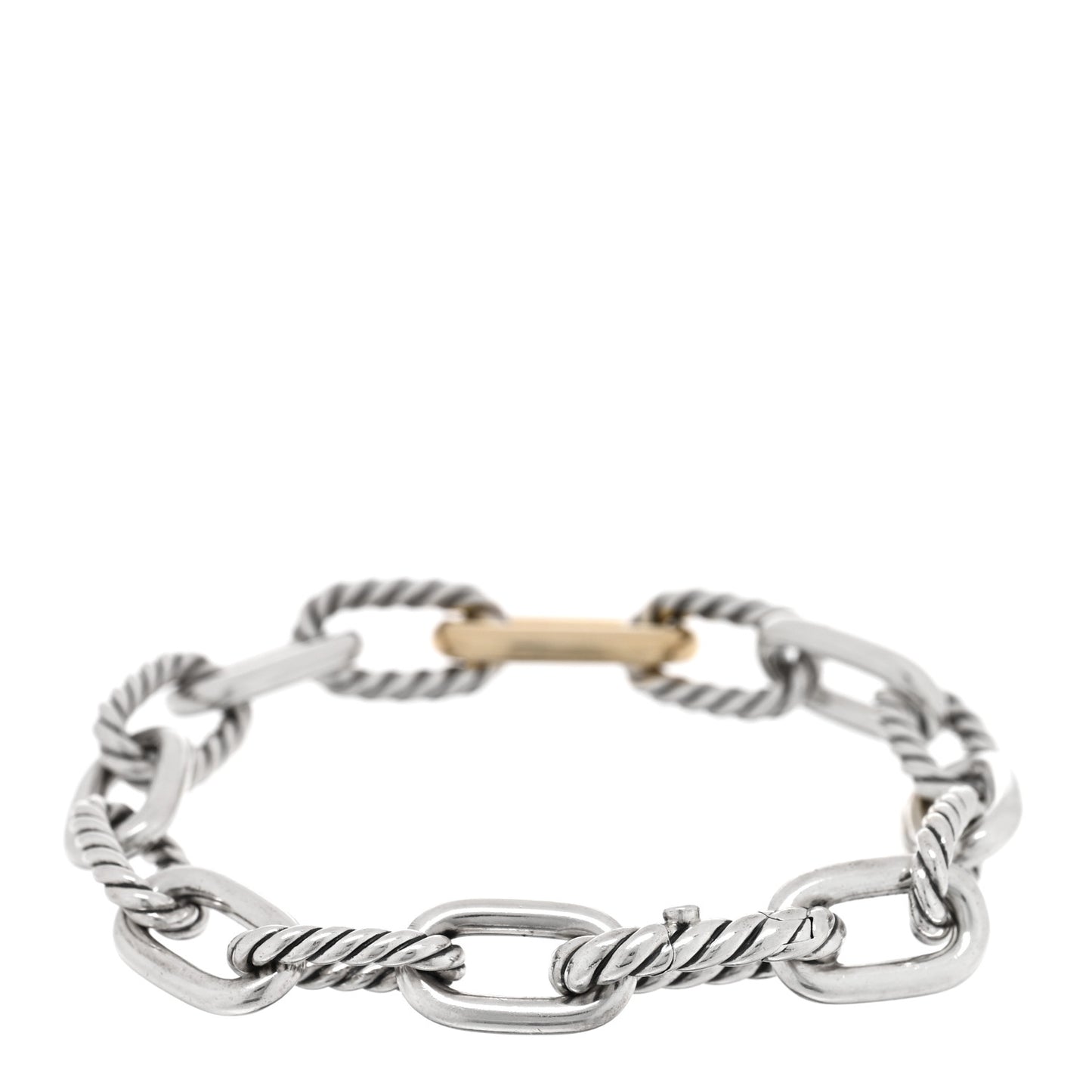 Sterling Silver 18K Yellow Gold 11mm DY Madison Link Chain Bracelet