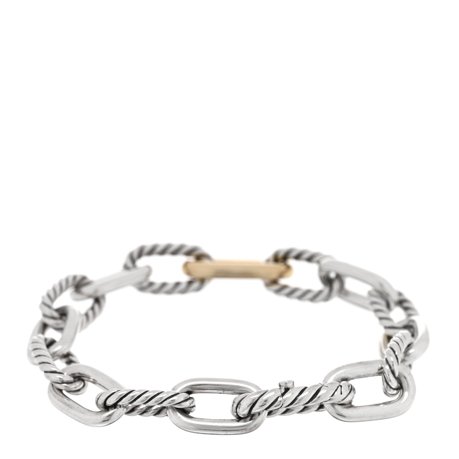 David Yurman Sterling Silver 18K Yellow Gold 11mm DY Madison Link Chain Bracelet 2 of 3