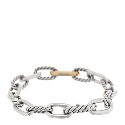 David Yurman Sterling Silver 18K Yellow Gold 11mm DY Madison Link Chain Bracelet 2 of 3