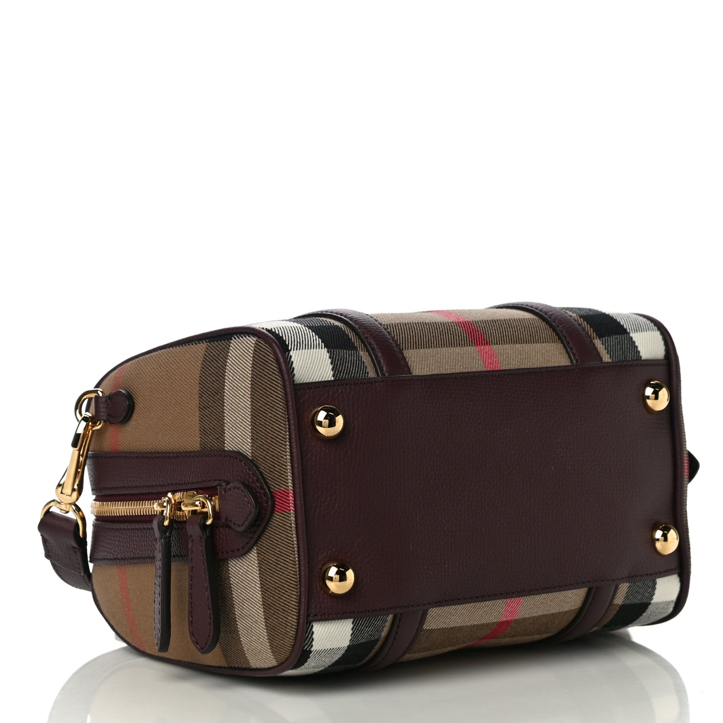House Check Derby Calfskin Small Alchester Bowling Bag Mahogany Red