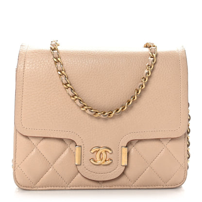 Chanel Calfskin Quilted Archi Chic Square Wallet On Chain WOC Beige 1 of 11