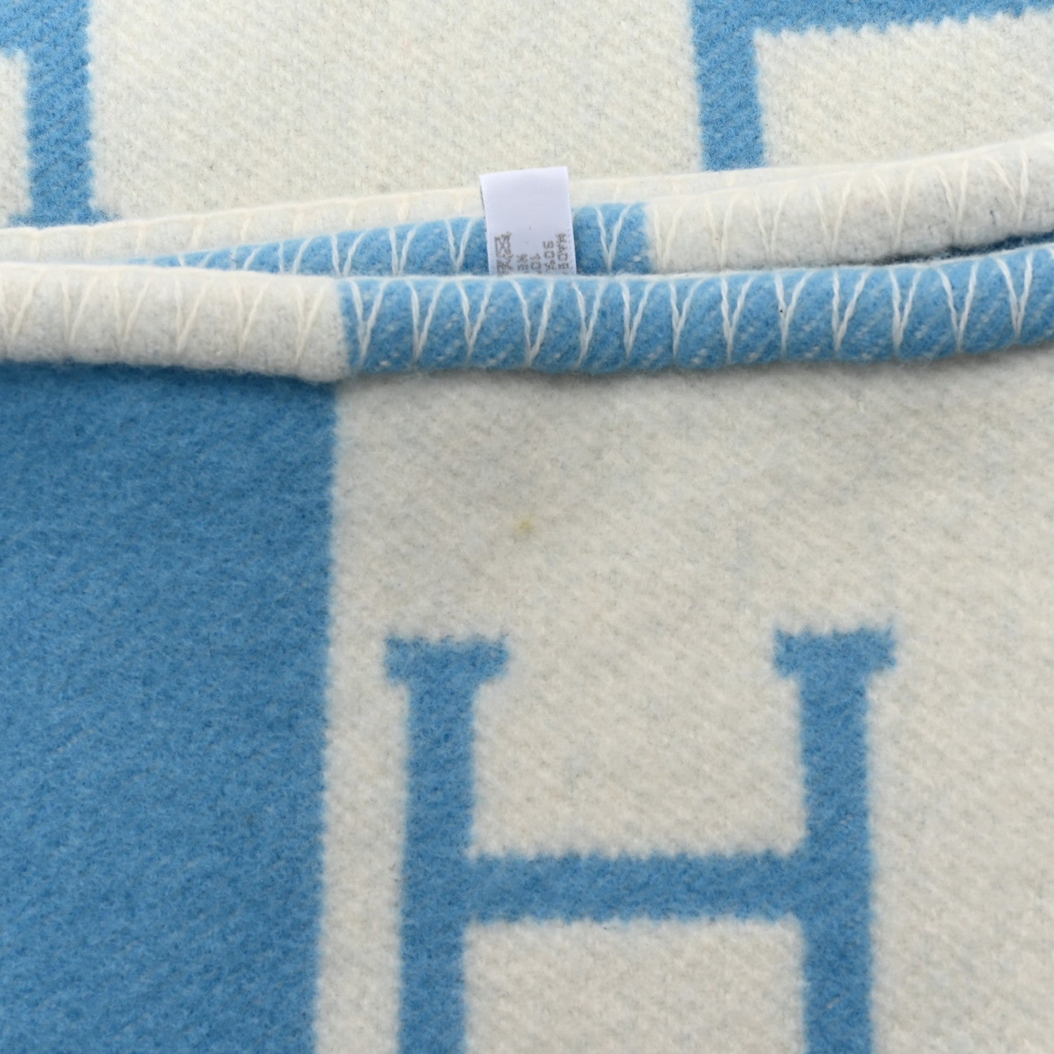 Hermes Wool Cashmere Avalon Baby Blanket Bleu Genievre White 4 of 6