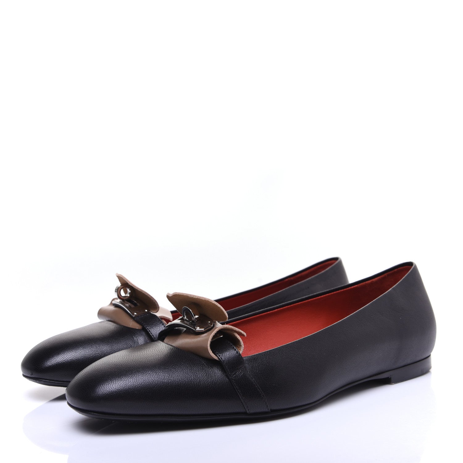 Hermes Goatskin Bilbao Ballerina Flats 37.5 Black 5 of 15