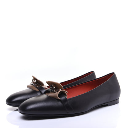 Hermes Goatskin Bilbao Ballerina Flats 37.5 Black 5 of 15