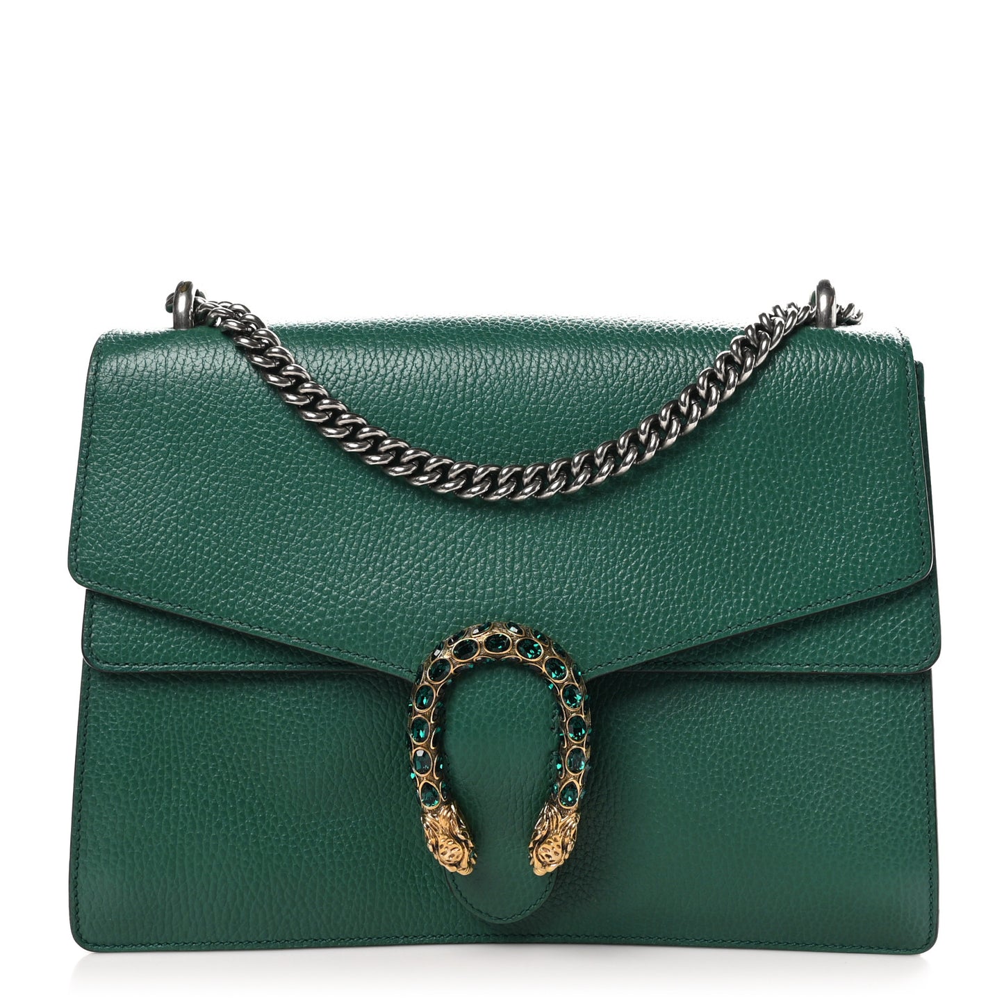 Dollar Calfskin Crystal Medium Dionysus Shoulder Bag Emerald