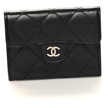 Chanel Lambskin Quilted Flap Card Holder Wallet Black 9 of 11