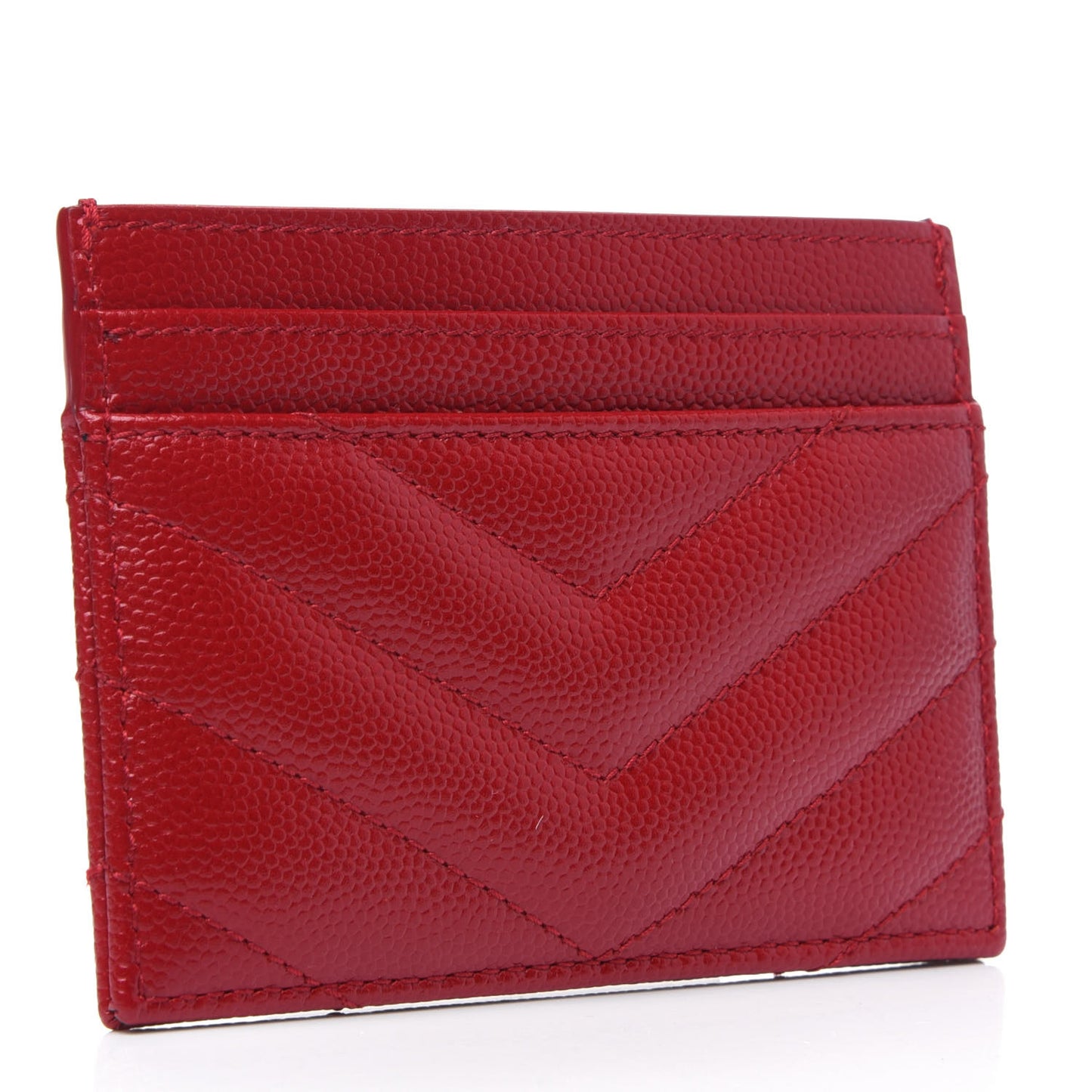 Grain De Poudre Matelasse Chevron Monogram Credit Card Case New Red