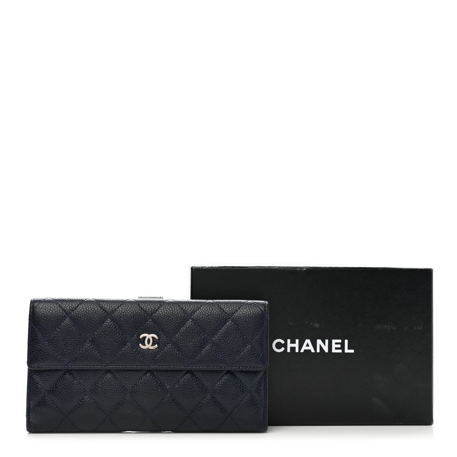 Chanel Caviar Quilted CC Long Double Wallet Navy 12 of 12