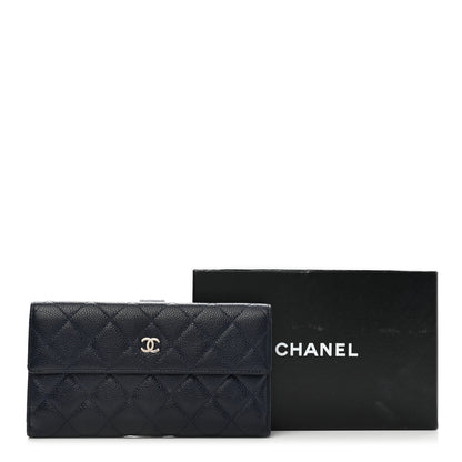 Chanel Caviar Quilted CC Long Double Wallet Navy 12 of 12