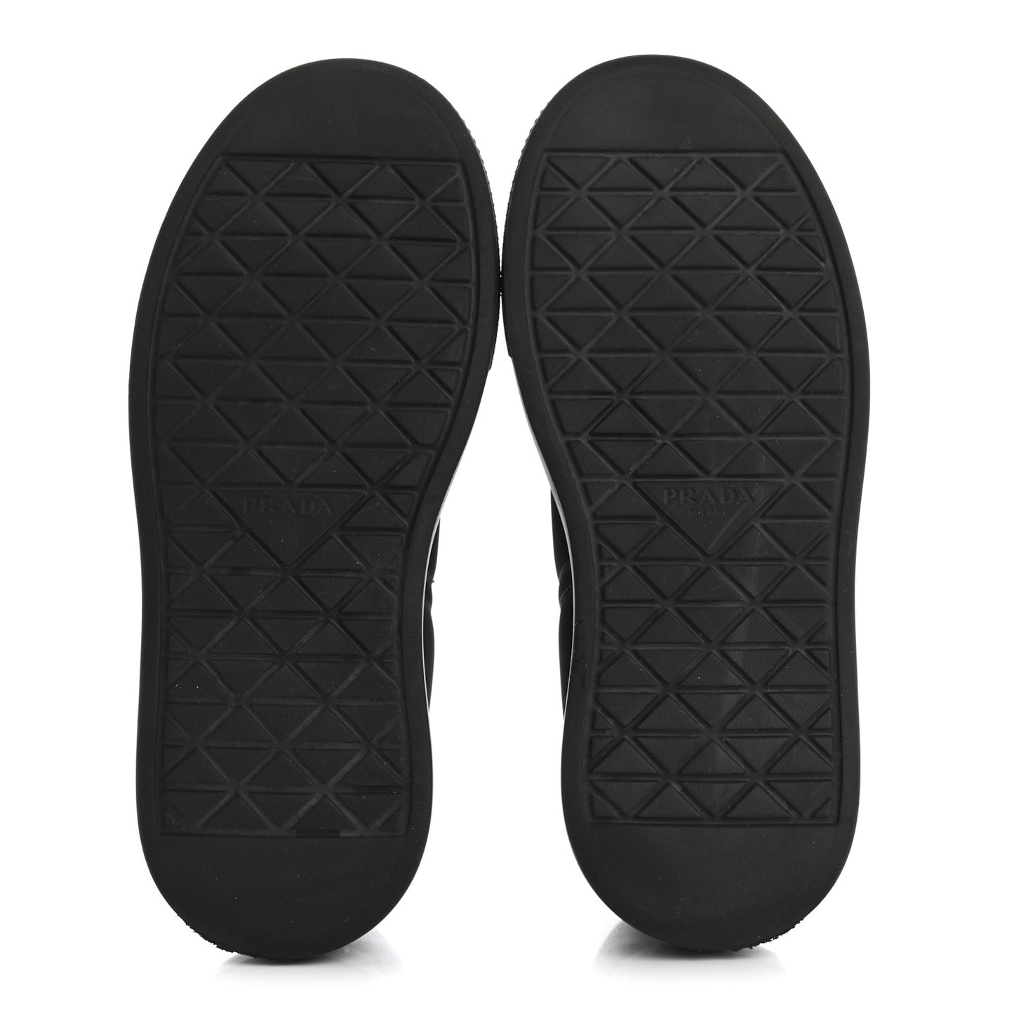 Re-Nylon Spazzolato Rubber Triangle Logo Macro Quilted Womens 45mm Platform Sneakers 37 Black