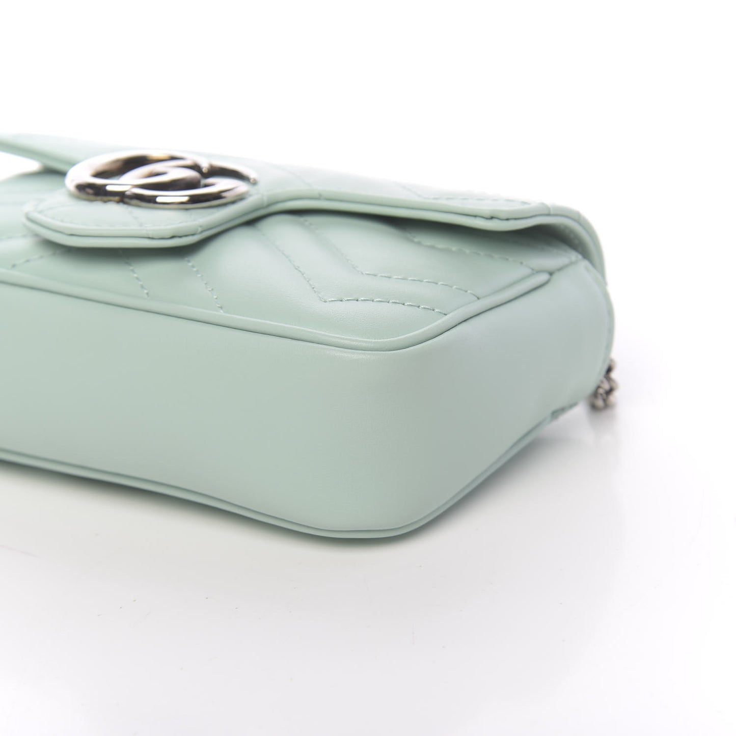 Calfskin Matelasse Super Mini GG Marmont Shoulder Bag Water Green