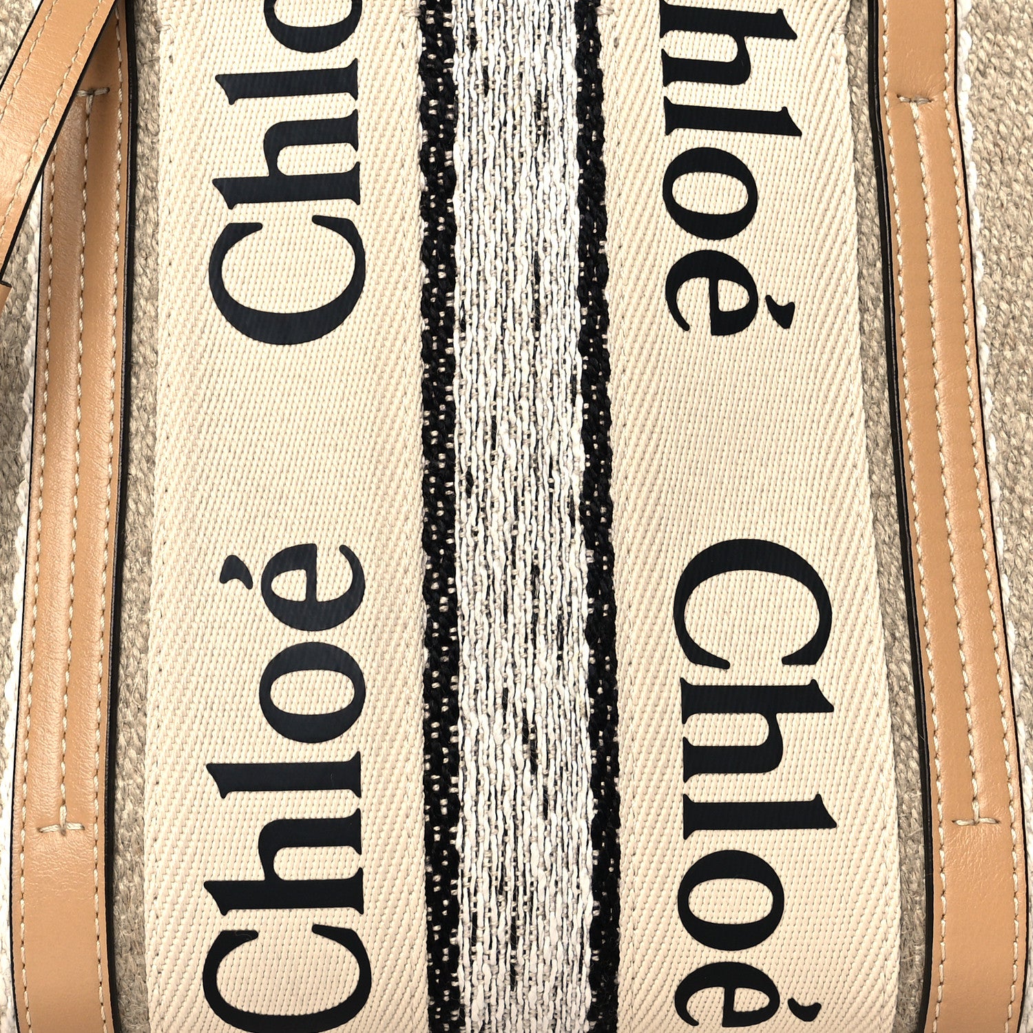 Chloe Cotton Calfskin Small Woody Ribbon Tote With Strap Soft Tan 9 of 11