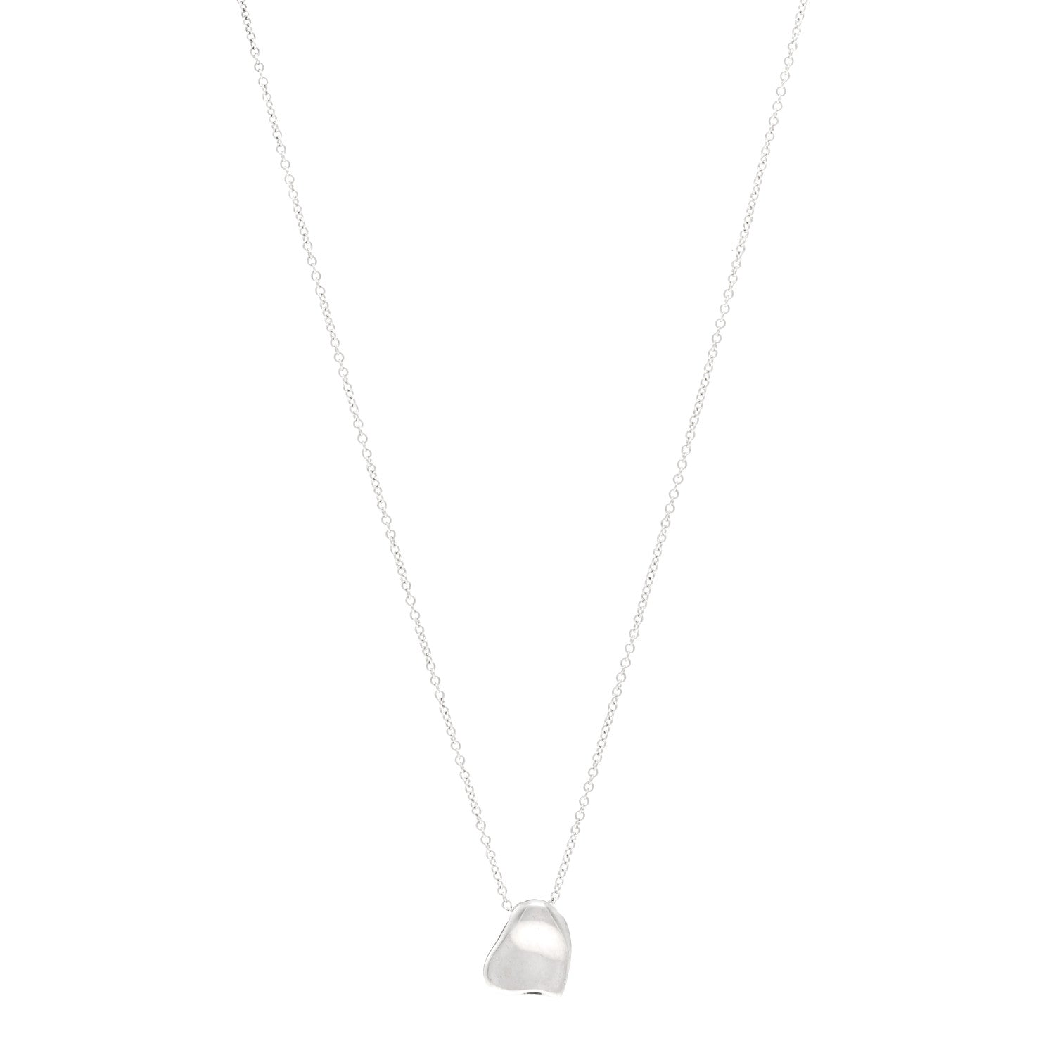 Tiffany Sterling Silver 11mm Elsa Peretti Full Heart Pendant Necklace 1 of 4