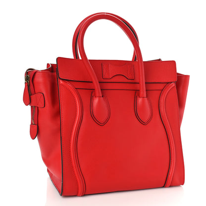 Celine Drummed Calfskin Mini Luggage Coquelicot 3 of 8