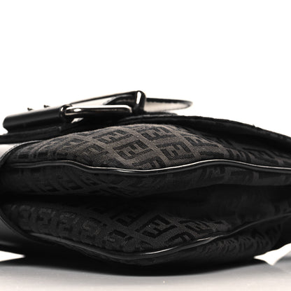Fendi Zucchino Buckle Shoulder Bag Black 10 of 13