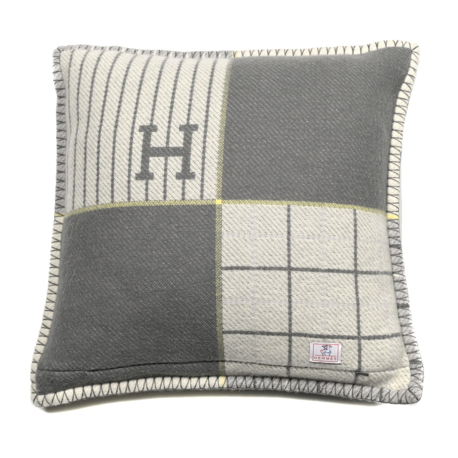 Hermes Wool Cashmere Avalon Cabriole Pillow Gris Perle 3 of 4