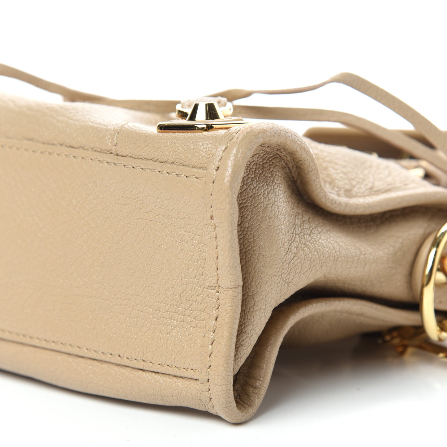 Chevre Gold Metallic Edge Hardware Mini City Beige Oryx