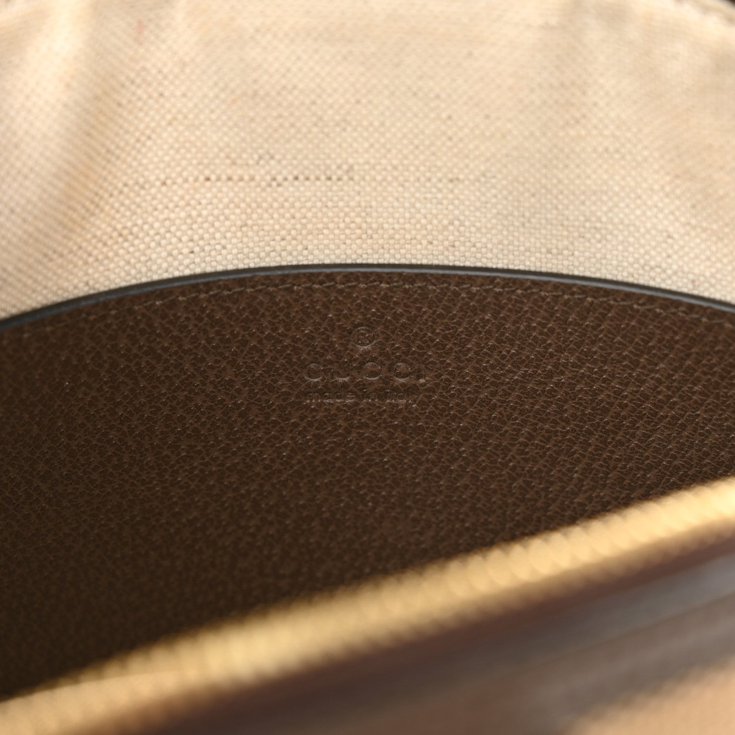 Gucci Monogram Jumbo GG Textured Dollar Calfskin Web Small Ophidia Dome Shoulder Bag Camel Ebony New Acero 6 of 13