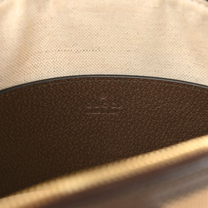 Gucci Monogram Jumbo GG Textured Dollar Calfskin Web Small Ophidia Dome Shoulder Bag Camel Ebony New Acero 6 of 13