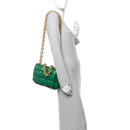 Bottega Veneta Lambskin Maxi Intreccio Padded Chain Cassette Crossbody Bag Racing Green 2 of 12