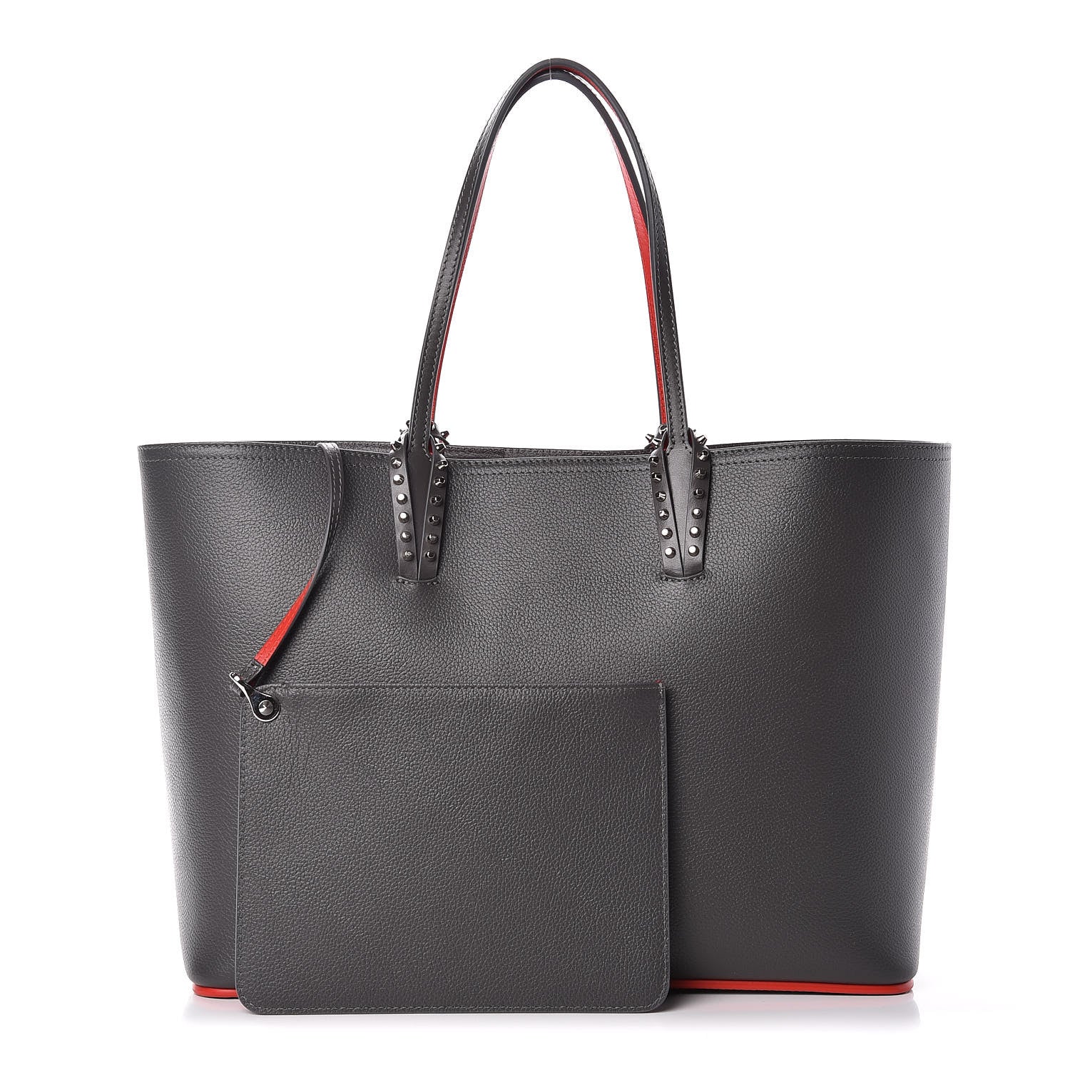 Christian Louboutin Calfskin Spikes East West Cabata Tote Charbon 1 of 11