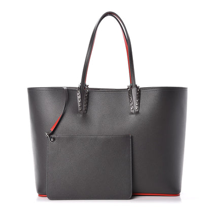 Christian Louboutin Calfskin Spikes East West Cabata Tote Charbon 1 of 11